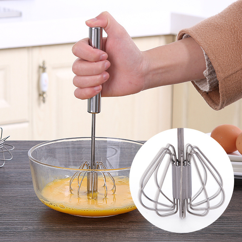 Baking Tools Egg Beater Stainless Steel Thickened Mixer Semi-Automatic Egg Beater Manual Mini Silicone Beater