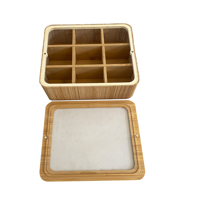 Nanzhu tea box coffee storage box skylight bamboo wooden tea box bamboo gift storage box manufacturers wholesale