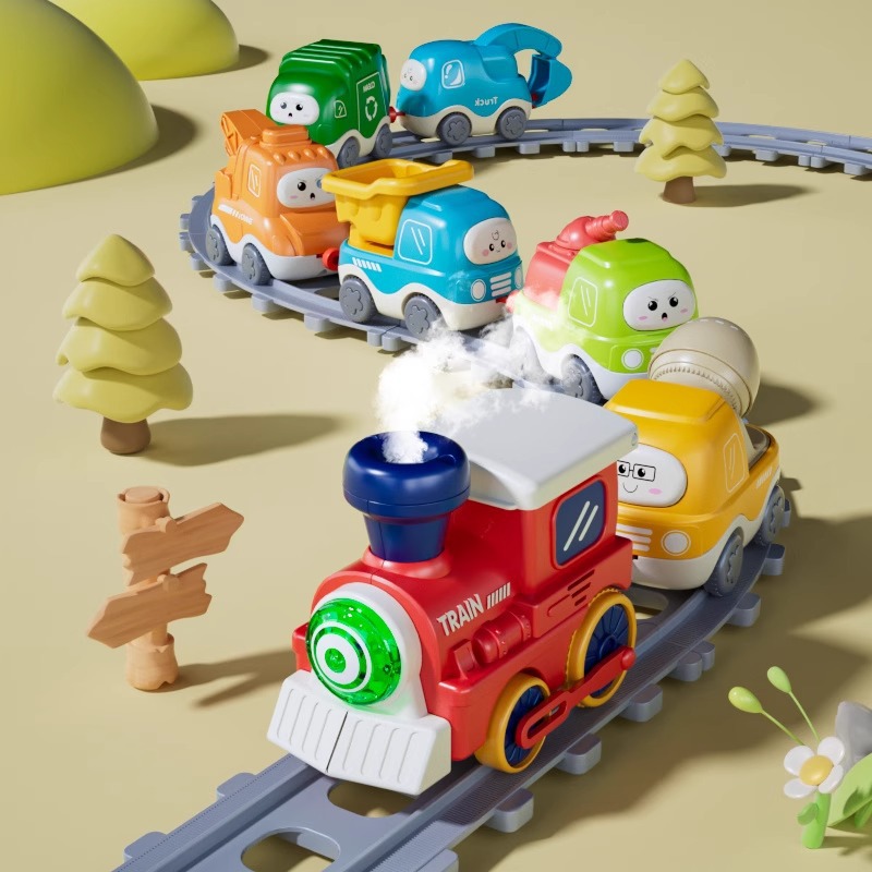 Cross-Border Amazon Electric Magnetic Steam Track Train with Light and Music Toy Assembly Track for Boys