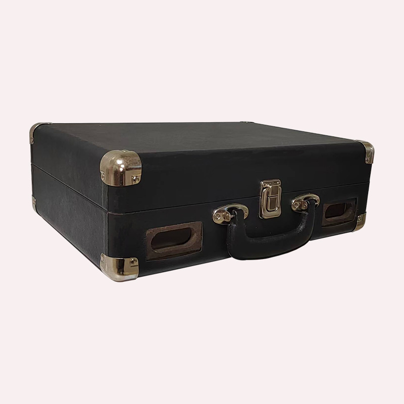 Customized Mdf Pu Leather Gramophone Cd Record Chassis Shell Audiophile Hardware Corner Protector Leather Handle
