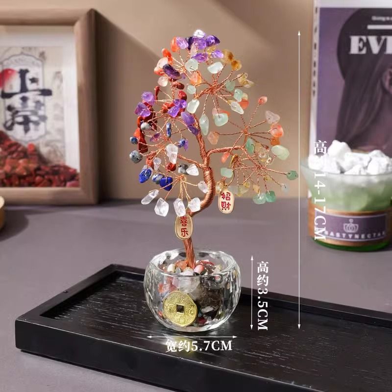 Natural Crystal Money Tree Home Living Room Office Desktop Workstation Decoration Creative Ornaments Fortune Tree