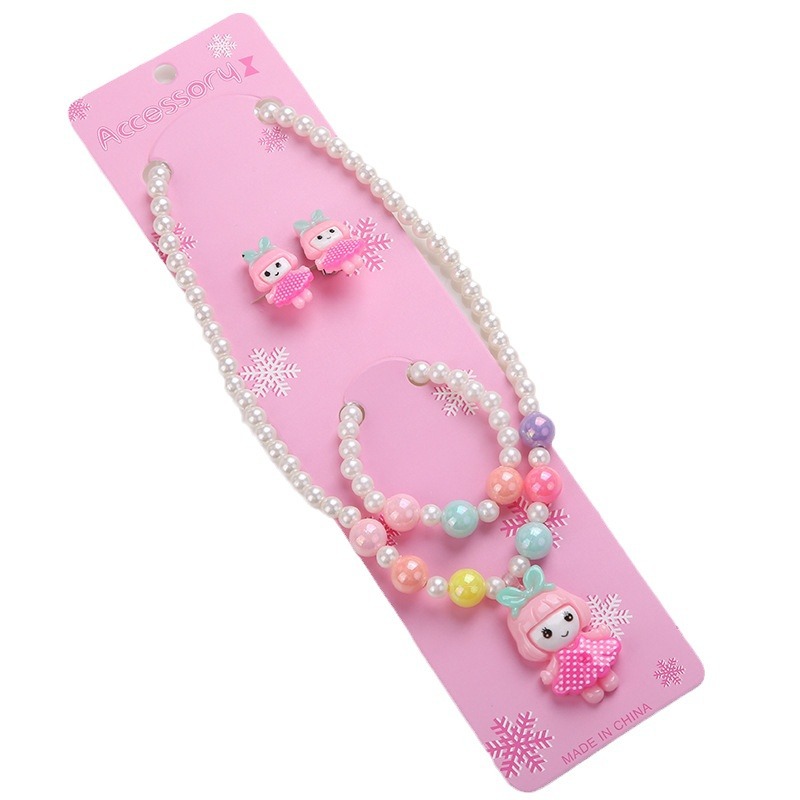 New Children's Accessories Princess Necklace Set Cartoon Kt Cat Candy Beads 4-Piece Set Yiwu Necklace Wholesale