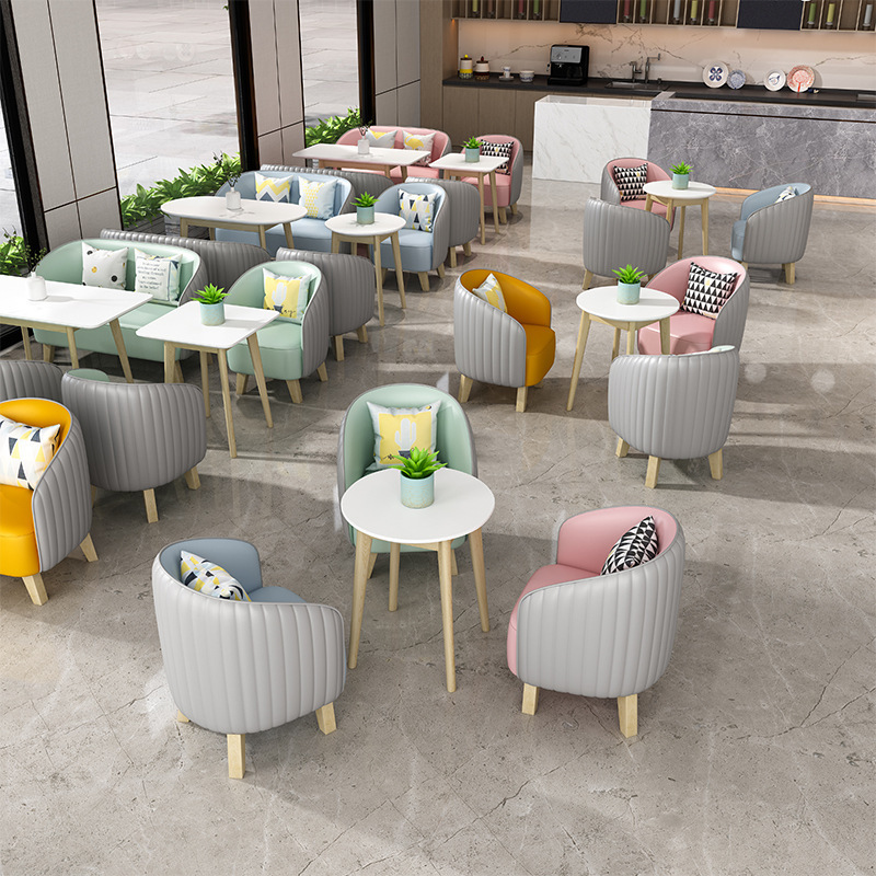 Internet-Famous Milk Tea Shop Table and Chair Sofa Set, Fresh and Simple Reception and Negotiation Table and Chairs, Café, Bar, and Lounge Sofa