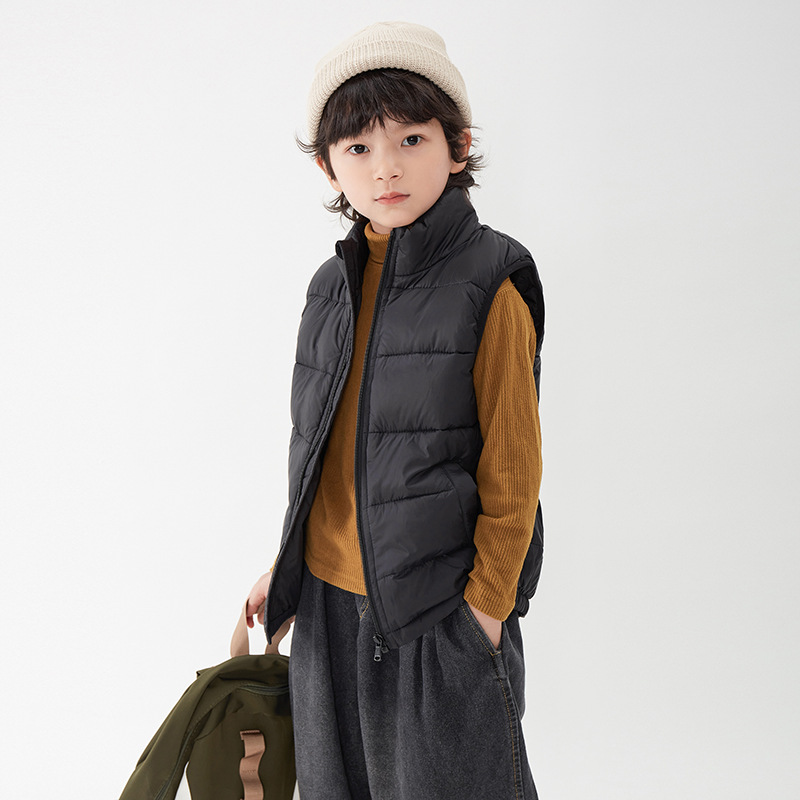 White Duck down Kidsren's down Vest Outer Wear 2024 Autumn and Winter New Style Small and Medium-Sized Kidsren's Baby Vest Warm Thickeneded Vest