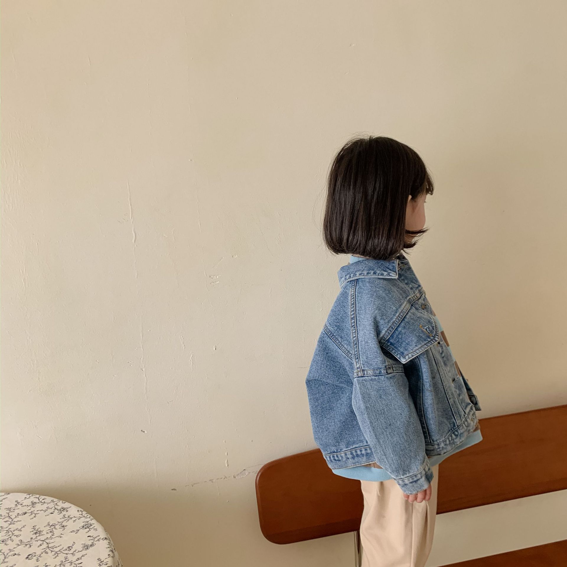 Детская одежда из Южной Кореи, джинсовая куртка с длинным рукавом для мальчиков и девочек весной и осенью, модная джинсовая куртка для малышей