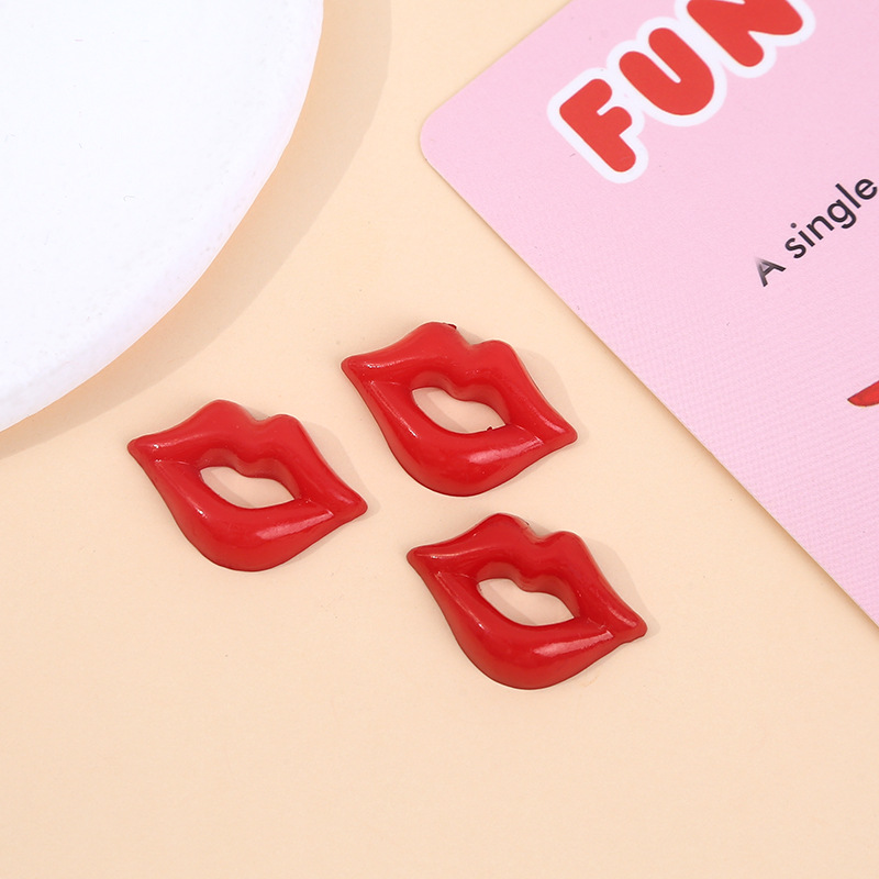 Plush toy red mouth animal flat bottom red eyes round red nose doll simulation mouth accessories wholesale