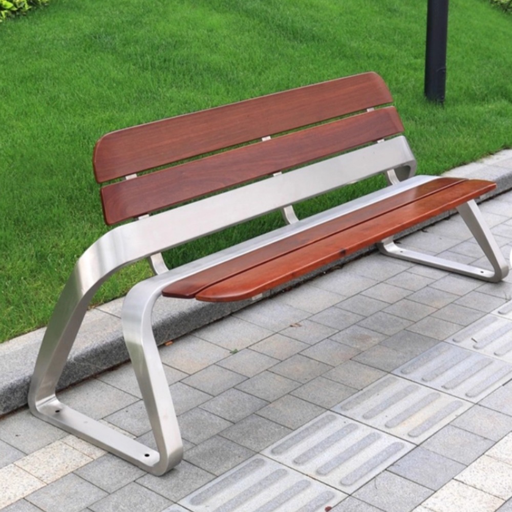 Park Chair Outdoor Bench Outdoor Bench Leisure Garden Courtyard Anti-corrosion Solid Wood Plastic-wood Iron Seat Rank Chair