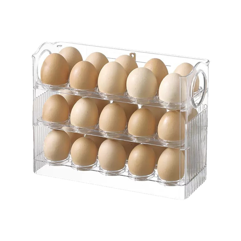 Automatic Flip Egg Storage Box Refrigerator Side Door Storage Rack Kitchen Special Egg Holder Storage Artifact Duck Egg Box