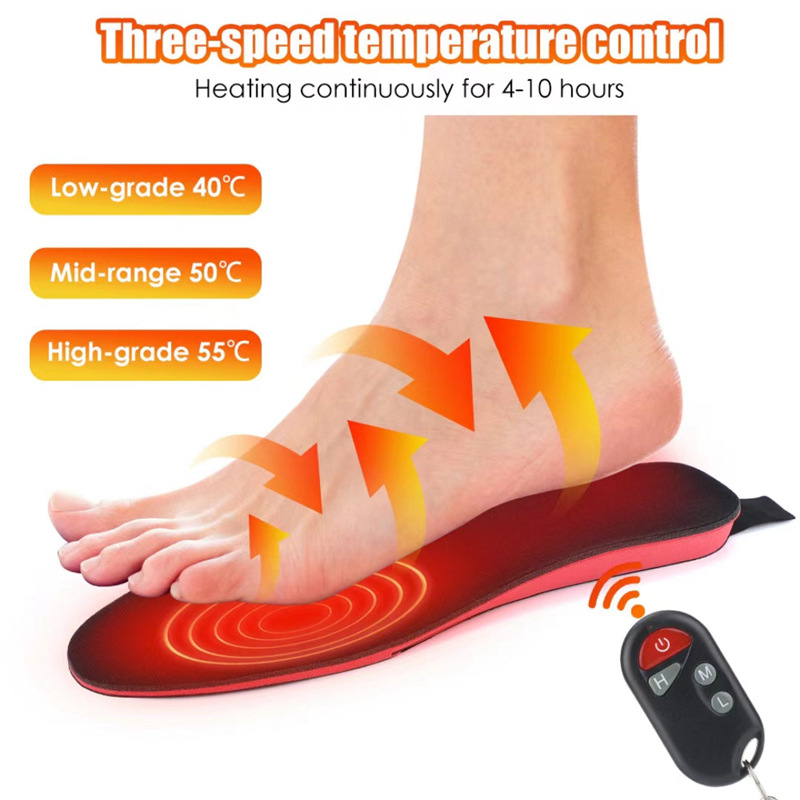 Cross-border three-gear electric heating insoles USB charging heating insoles winter ski warm insoles warm foot treasure wholesale