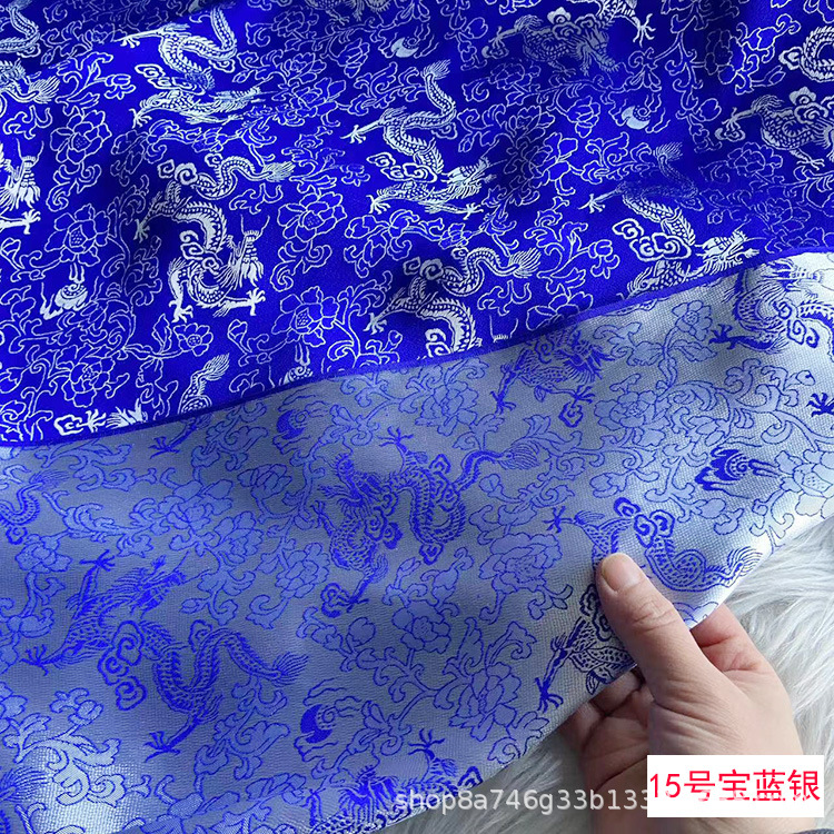 Jacquard Silk Fragrant Crepe Fabric Chinese Clothing Tang Suit Fabric Dragon Pattern Heavyweight Silk Cheongsam Top Fabric