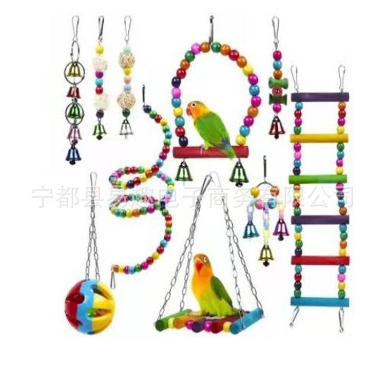 10-piece parrot combination toy bird toy swing ladder stand foreign trade combination hot sale