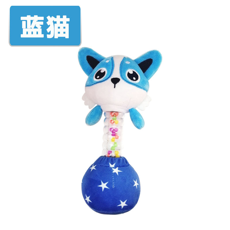 Newborn sand hammer dumbbell handheld rattle baby visual grasp training plush early education toys wholesale manufacturers