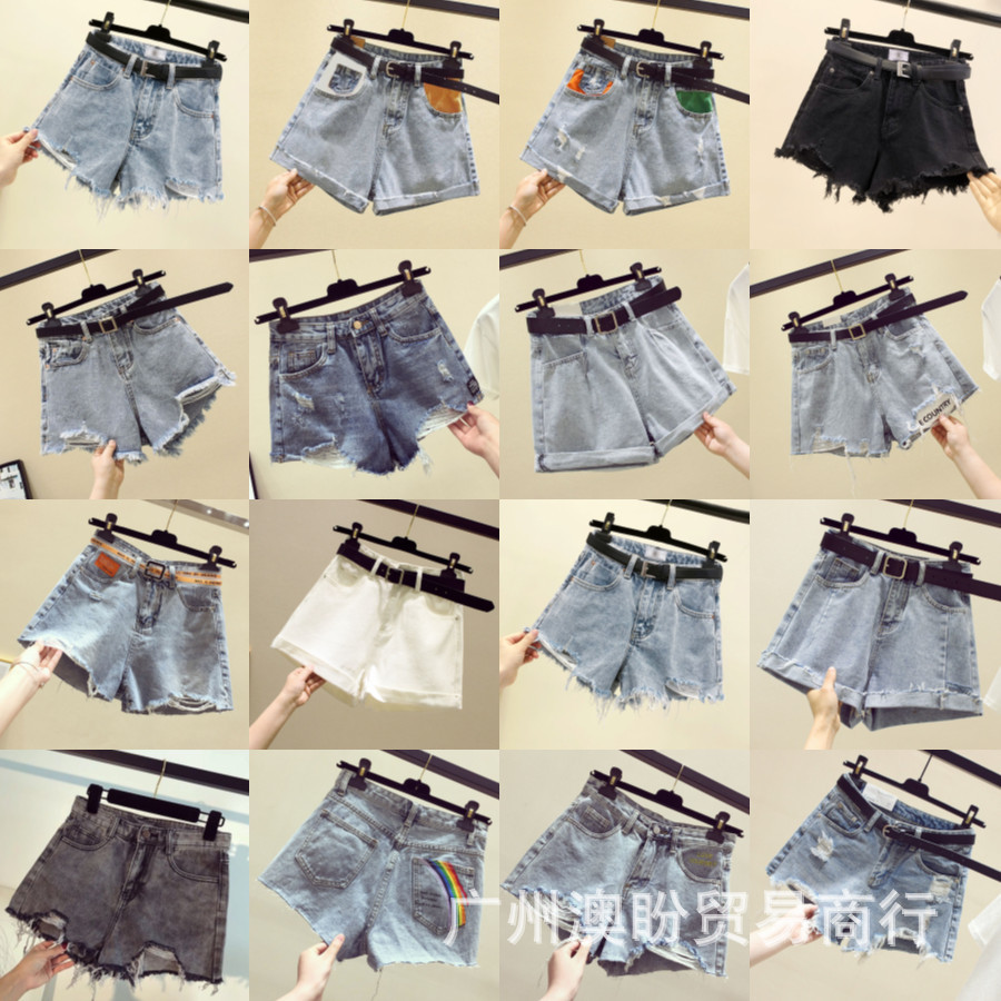 Denim Shorts Girls 2025 Summer Curled Pants Slightly Flawed High Waist Straight-Leg Quarter Pants Easiest for Match Wide Leg Medium Pants