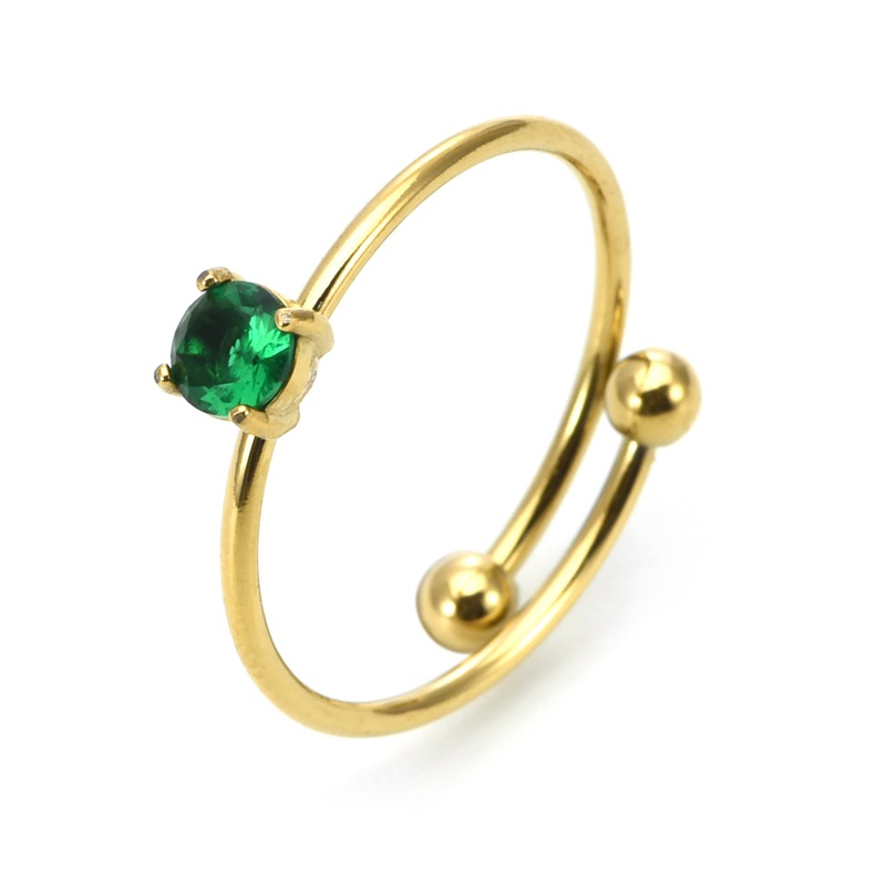 Qianhui European style living mouth titanium steel ring inlaid stone ring ins net red ring cross-border Amazon AliExpress