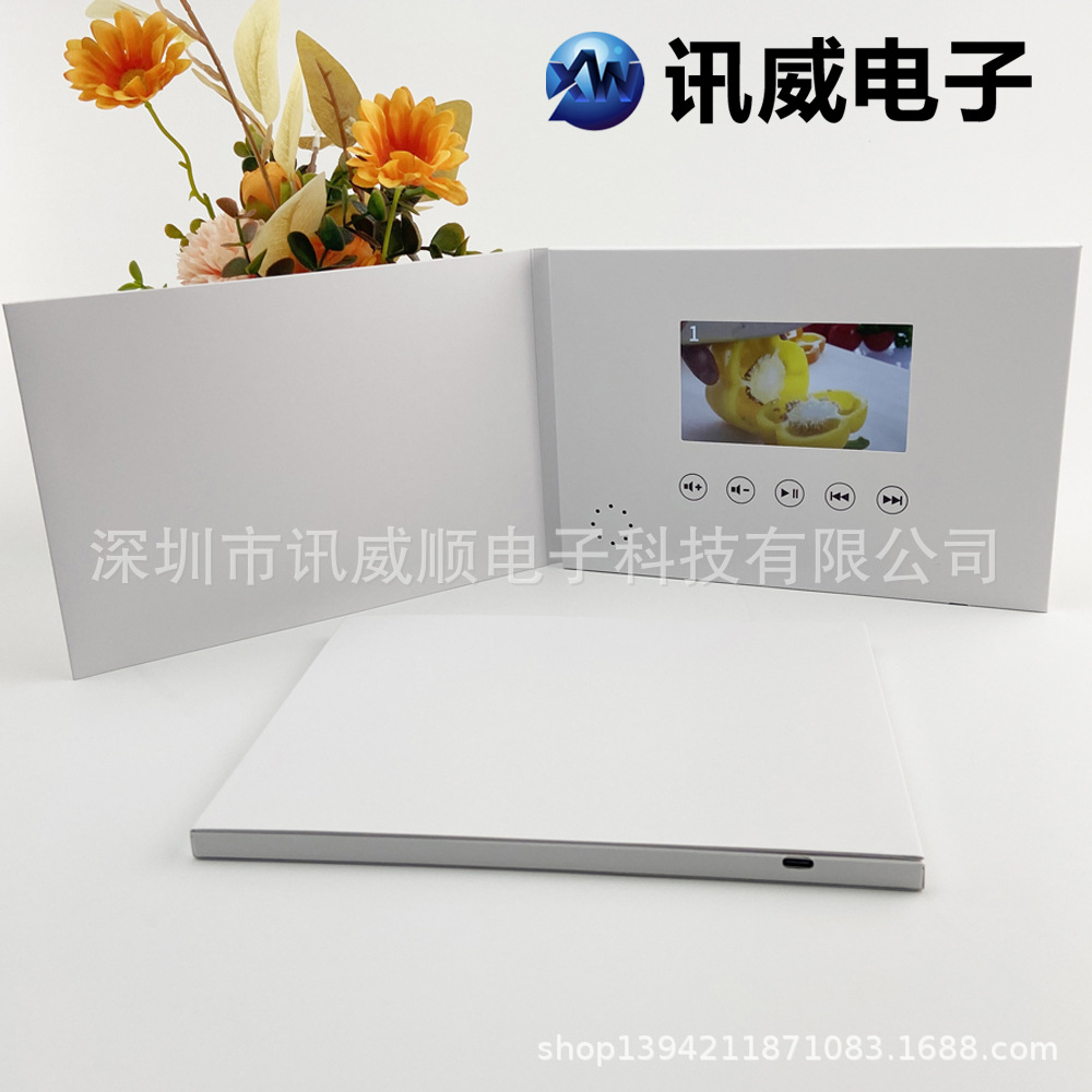 A5 White Card 4.3inch Ips Screen Video Blessing Greeting Card Lcd Invitation Digital Building Book Mp4 Digital Advertising Book