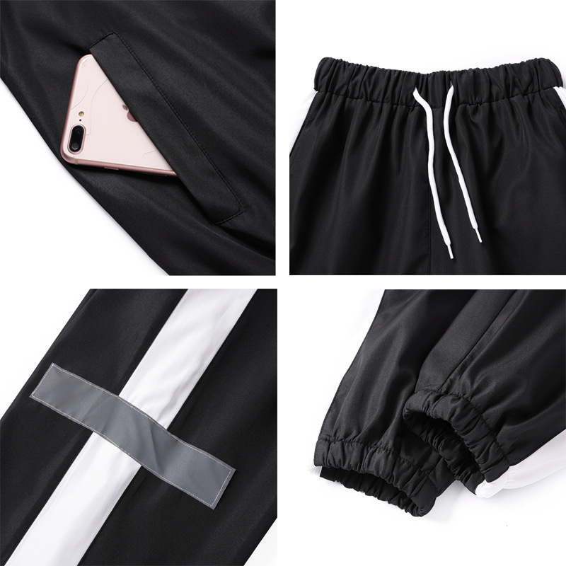 Spring and Autumn Casual Sports suit Men's Fashion Jacket Men's Casual Pants Fashion Reflective Strip Men's Couple's Sweater Trendy