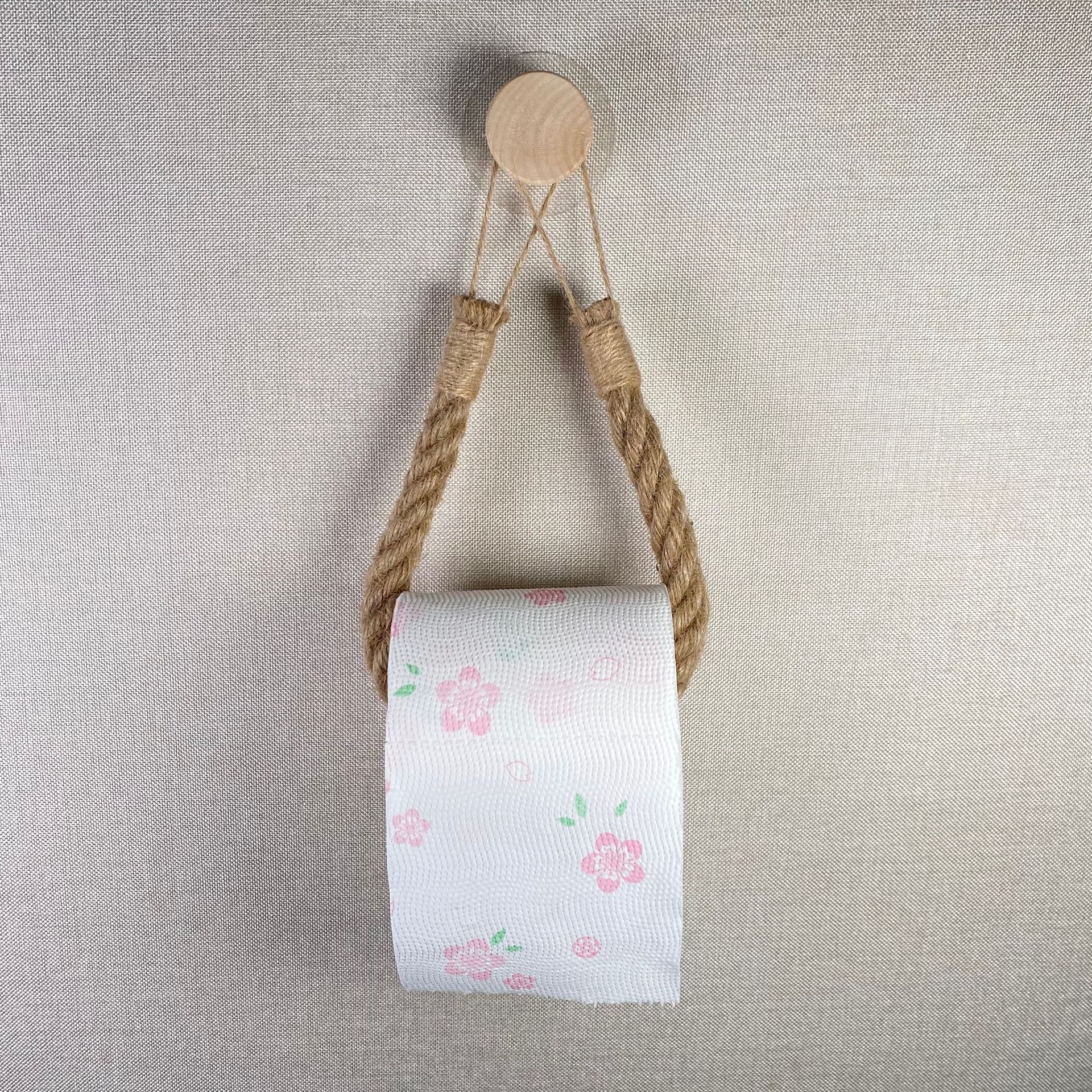 Hand-Woven Punch-Free Self-Adhesive Bathroom Bathroom Office Towel Rack Paper Towel Rack in Various Colors