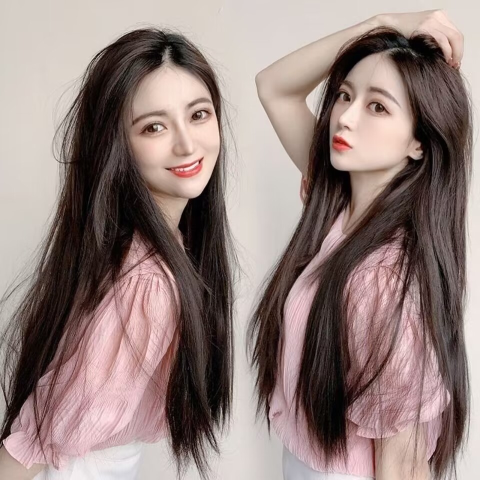 Wig female hair extension wig five-card invisible long straight hair piece one-piece simulation straight hair piece female