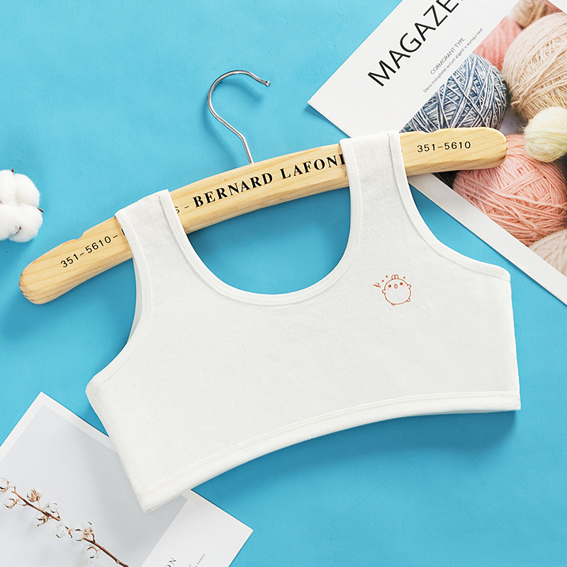 Pure Cotton Double-Layer Development Period Girls' Vest Four-Color Cartoon Girl's Tube Top for Older Children, Primary School Students, Junior High School Students' Intimates