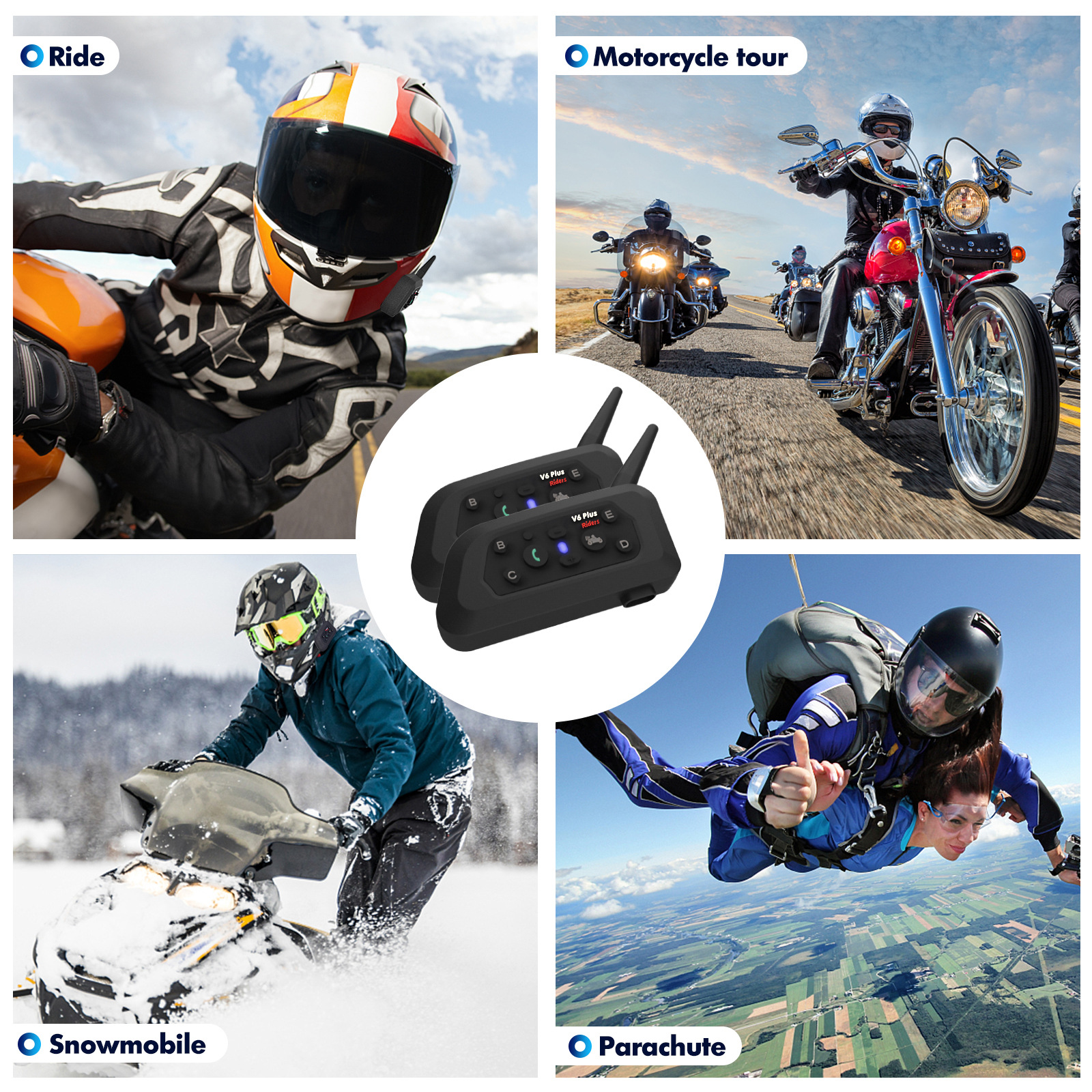 V6PLUS Factory Direct Motorcycle Helmet Bluetooth Walkie-talkie V6PLUS Full Duplex Helmet Bluetooth Walkie-talkie