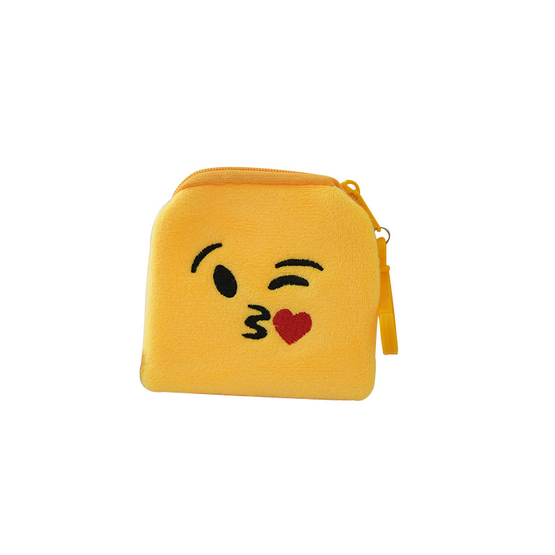 Creative Expression Pattern Expression Zipper Cute Universal Embroidered Change Seat Cartoon Cute Cartoon Small Bag Smiley Face Bag