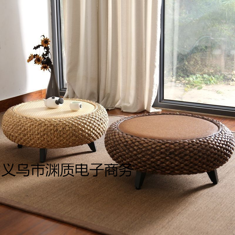 Rattan Window Table Japanese-Style Tatami Simple Floor-To-Ceiling Bay Window Kang Table Coffee Table Tea Table Solid Wood Balcony Window Sill Small Table