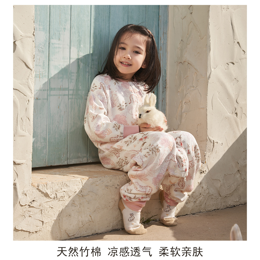 Andan Infant and Toddler Six-Layer Bamboo Cotton Gauze Kidsren's Sleeping Bag Spring & Fall Big Kidsren's Anti-Kick Quilt Baby Andan Sleeping Bag