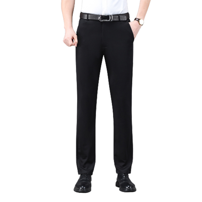 Business Casual Pants Men's Vertical Straight Dress Men's Spring and Summer Loose Professional Non-ironing Long Pants Stretch Pants