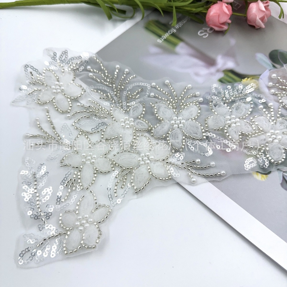 High-grade heavy industry bead embroidery false collar embroidery lace fashion modified pudding neckline foreign style DIY accessories