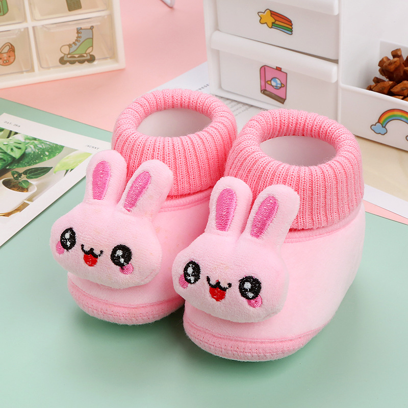 Winter Baby Shoes 3 to 12 Months Soft-Soled Toddler Shoes That Do Not Fall Off When Toddlers, Winter Velvet Thickeneded Cotton Shoes