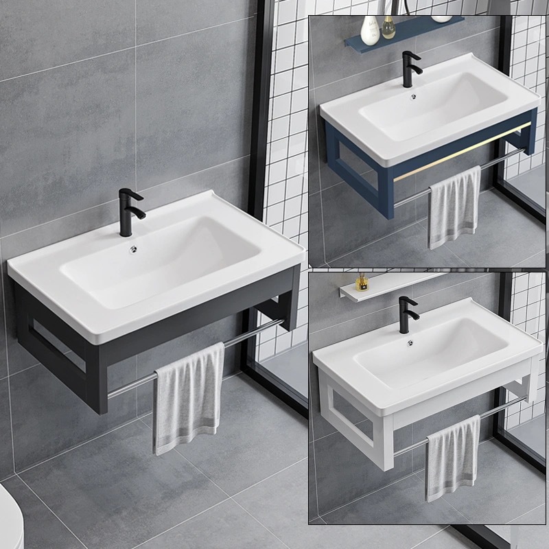 Washbasin Bathroom Cabinet Combination Customized Style Blue Gray Stone Pattern Khaki Double Gold Drawer Size Modern Simple