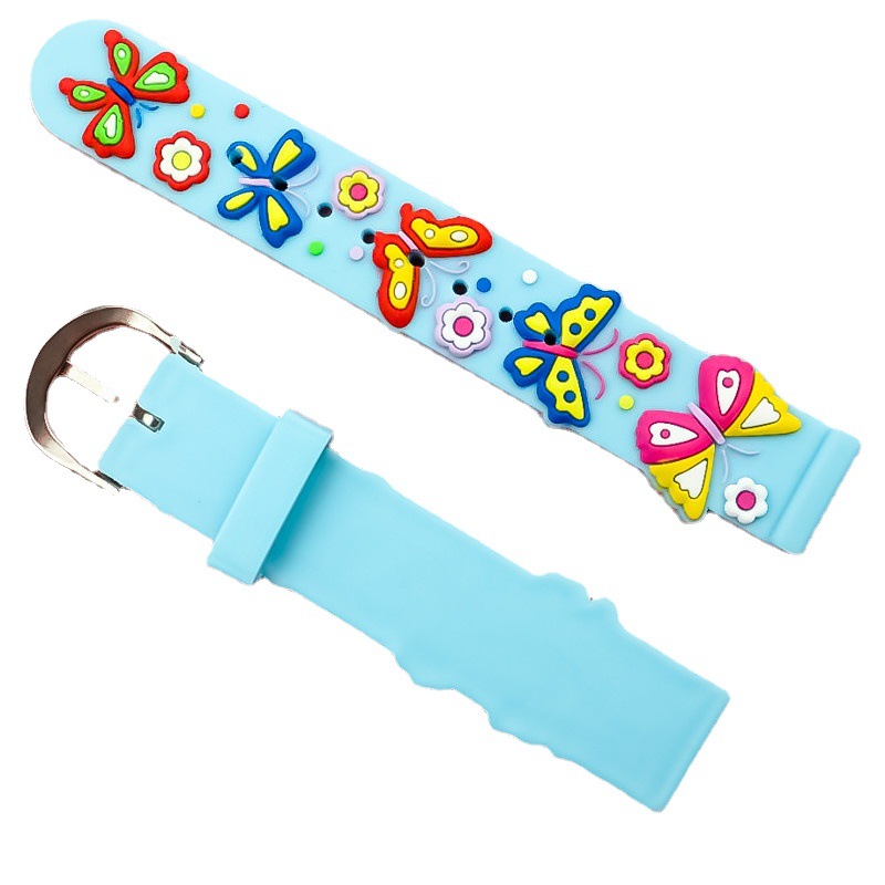 Wholesale kids 3D strap PVC soft strap dinosaur Butterfly Rainbow car cartoon replacement strap 14mm