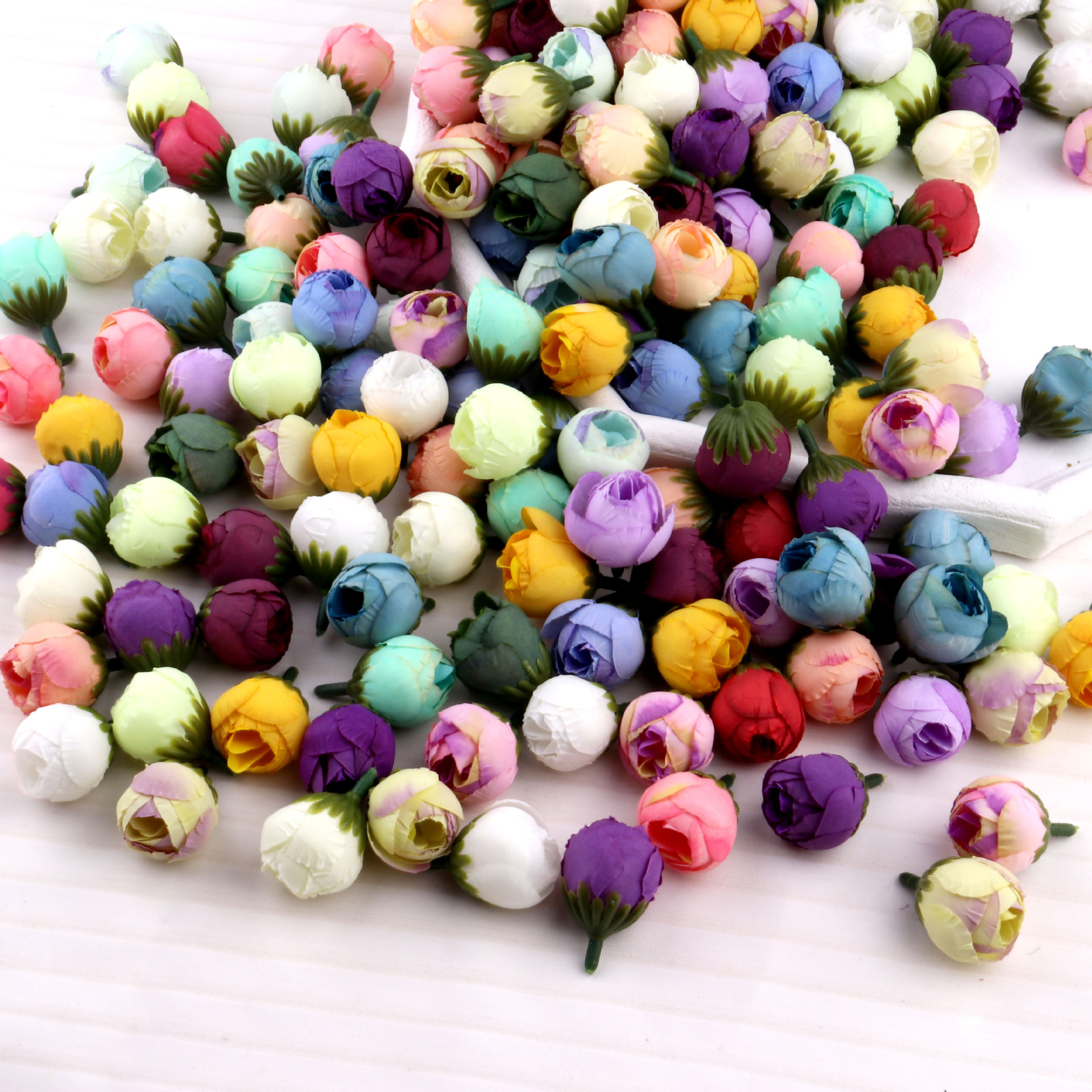 Simulated Rose Bud DIY Production Flower Small Q Rose Bud Flower Head Opera Tea Bud Corsage Wrist Flower Accessories