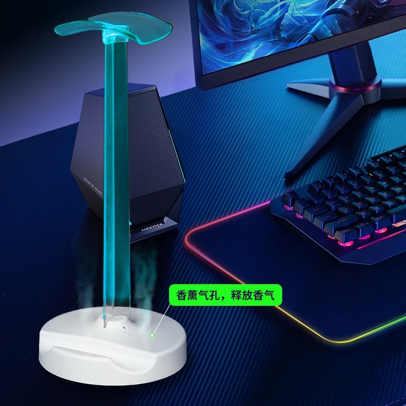 Cross-Border Headphone Stand with Transparent Light, Desktop Exhibition Display Stand, Rgb Illuminated Headphone Stand with Rgb Lighting Effect