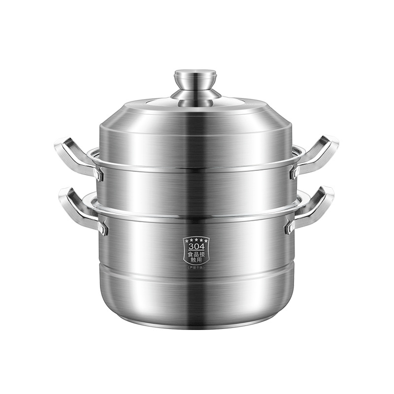 Factory Wholesale Heightened Thickened Steamer Double Layer Three Layer Combination Lid Practical Gift Stainless Steel 304 Steamer