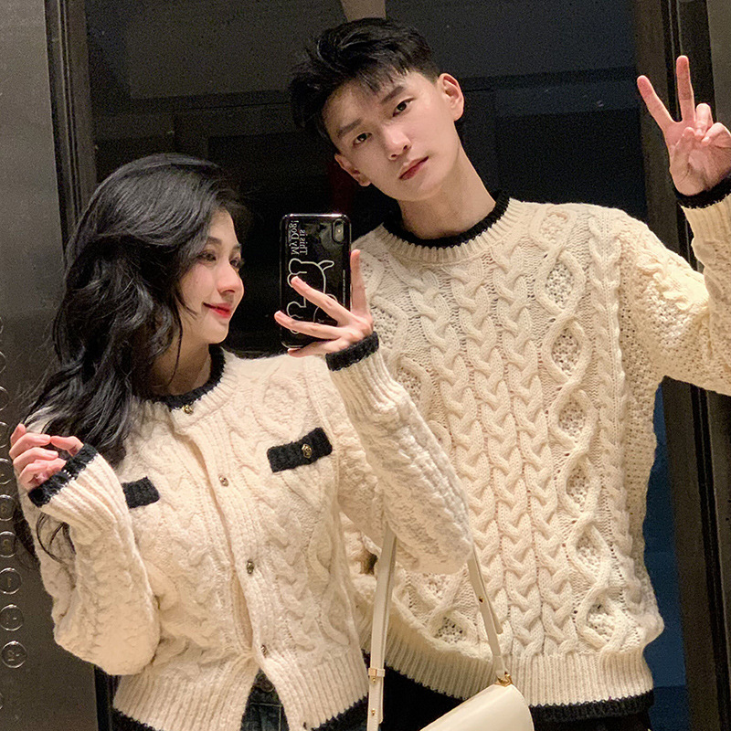 Элегантный свежий короткий кардиган для женщин, осень 2023, одежда для пар, кардиган, куртка, свитер для мужчин