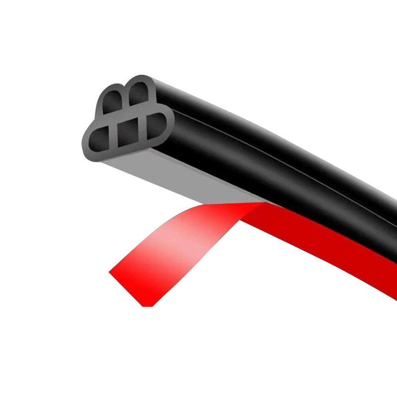 Sound Insulation Sealing Strip Five-hole Full Door Side Rubber Strip Door Seam Anti-dust and Noise Reduction Self-adhesive Silent Sealing Strip for Vehicles