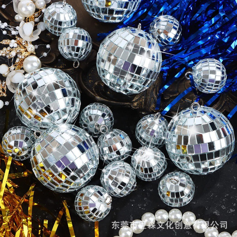 Cross-border new hook glass mirror ball disco ball bar kvt cake decoration reflective laser mirror ball