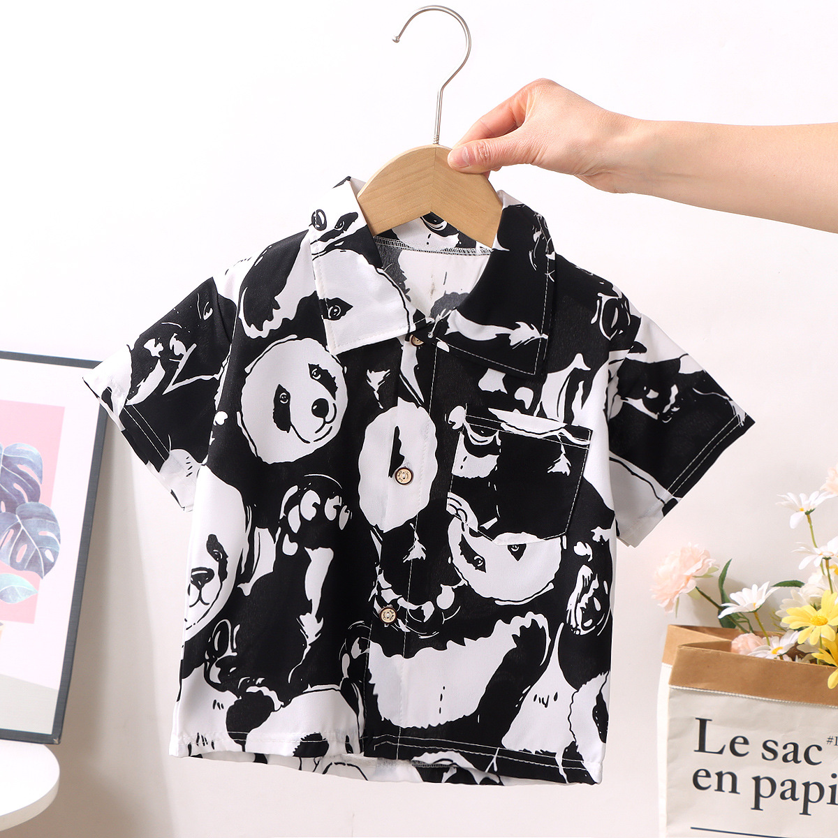 Children's shirt boys and girls lapel shirt summer baby short sleeve floral shirt floral shirt doll shirt wholesale