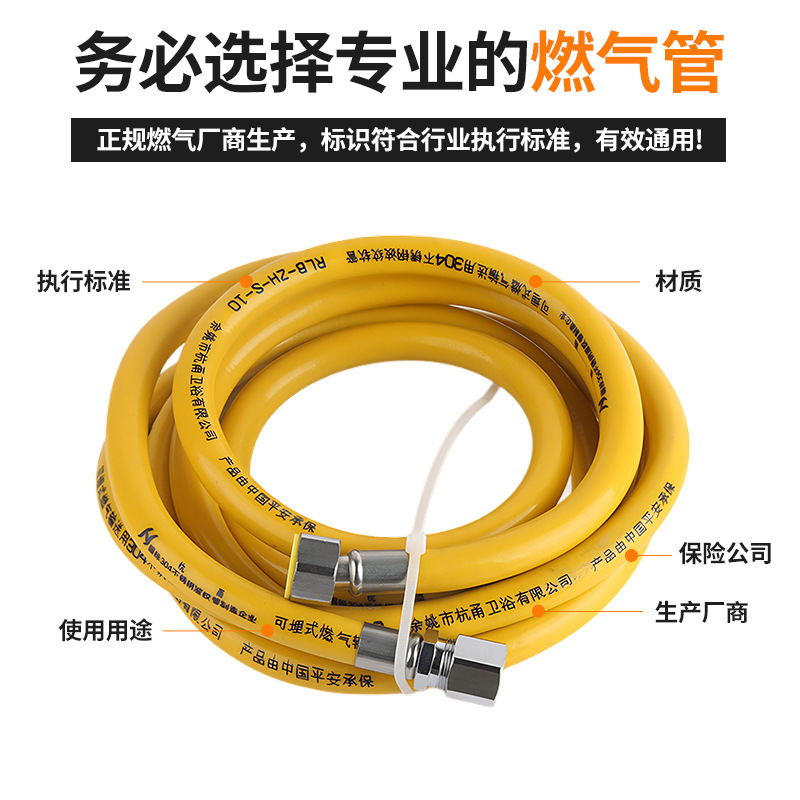 304 Stainless Steel Gas Pipe for Natural Gas, Liquefied Gas, Corrugated Pipe, 3/4 Inch, Household Metal Explosion-Proof Flexible Hose