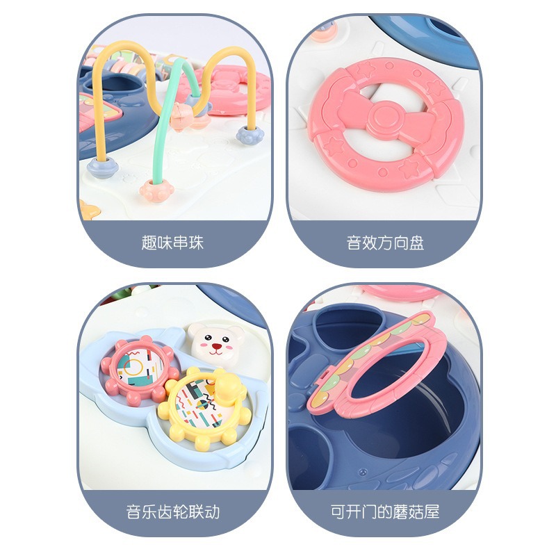 Multifunctional Kidsren's Educational Learning Table Baby Infant Early Education Enlightenment Toy Graphic Matching Game Table with Music
