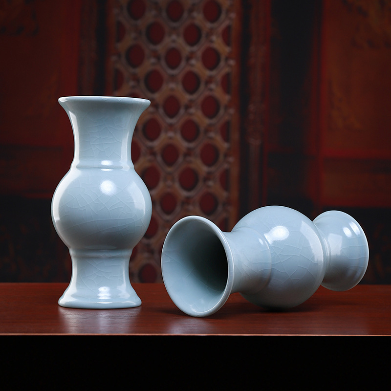 Dai Yutang Ceramics "Ru Ci Jing Sanskrit Vase" Buddha Hall Flower-arranging Water-purifying Bottle Buddha Tools Guanyin Bottle Buddha Ceramics Bottle