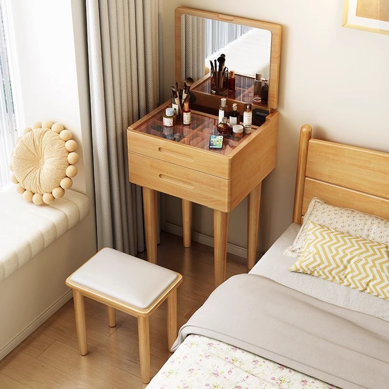 Solid Wood Dresser 40/50cm Mini Bedroom Home Flip Dresser Small Apartment Bedside Table Integrated Dresser