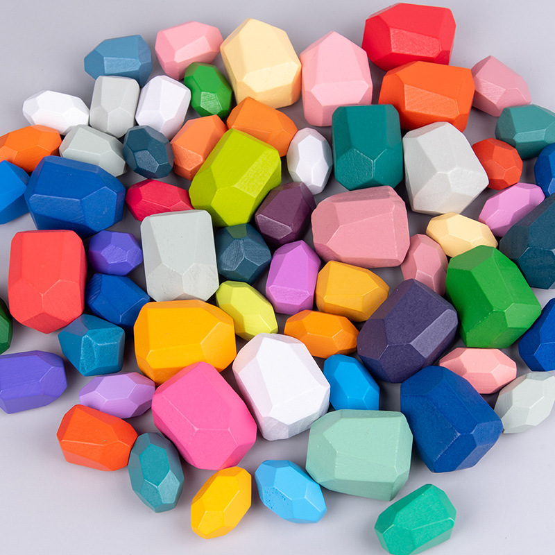 Радужные stacking камни образовательные цветные строительные блоки Дженга игрушки украшения для строительства тренировки терпения для мальчиков и девочек каменная смесь