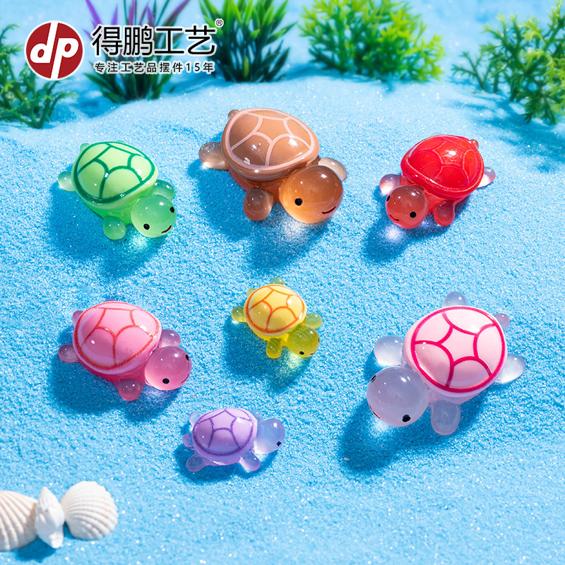 TikTok Online Celebrous Luminous Little Turtle Micro Landscape Creative DIY Decorations Accessories Turtle Mini Resin Small Ornaments