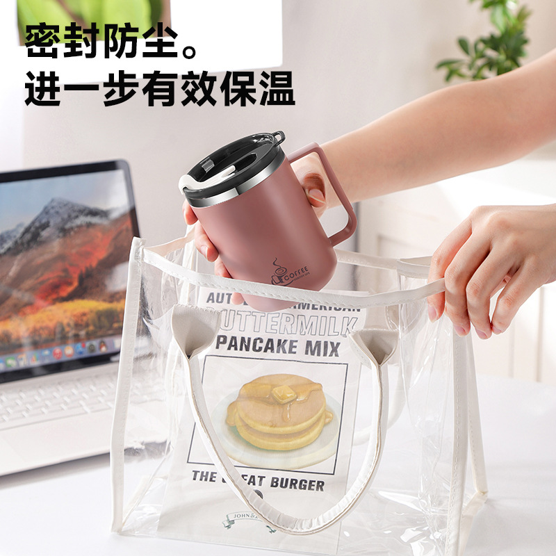 Mug 304 Stainless Steel Anti-Fall with Lid Student Dormitory Milk Cup Men's and Women's Home Water Cup Office Coffee Cup
