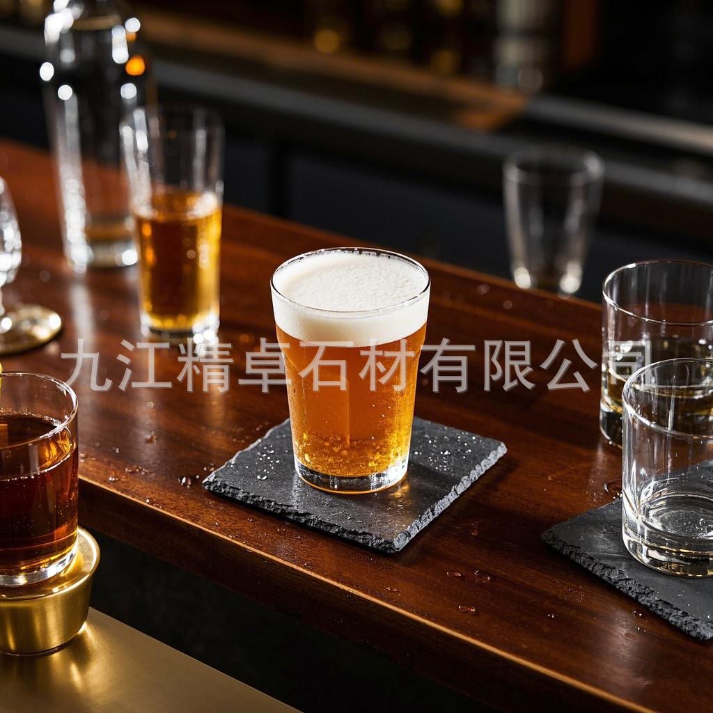 Wholesale Black Slate Slate Coaster Round Square Hexagon Heart Shaped Wine Cup Milk Coffee Coaster