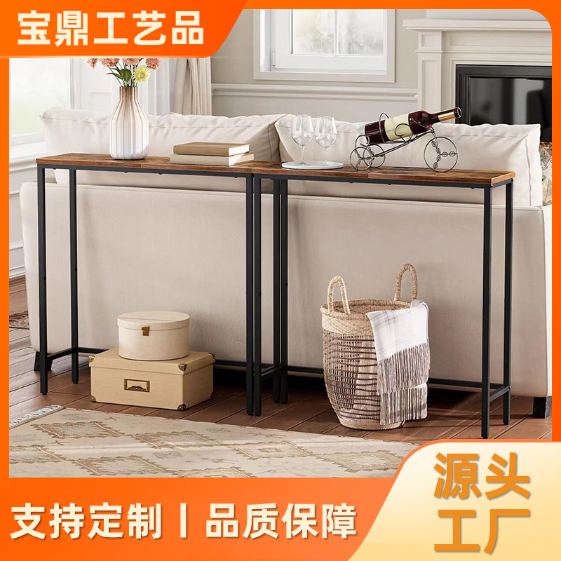 Cross-Border Floor-Standing Iron Entrance Table, Simple Wall-Mounted Pattern Booth, New Chinese Style Solid Wood Entrance Table, Sofa Storage Rack