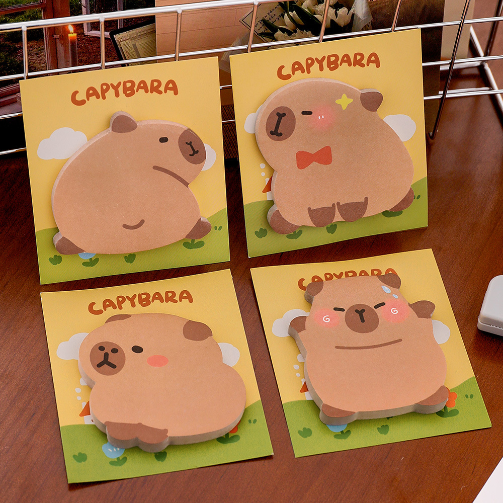 Cartoon Capybara Shaped Post-it Notes for Students Ins Cute Self-adhesive Notepad Capibala Message Notes N Stickers