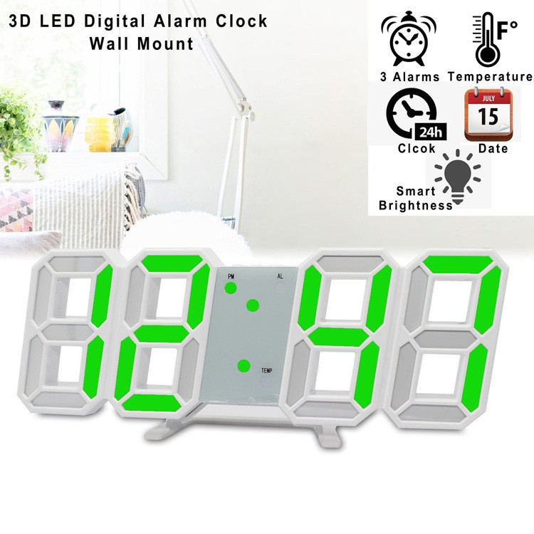 Creative 3D mini clock LED digital clock wall clock desk desk clock electronic alarm clock living room wall clock DIY